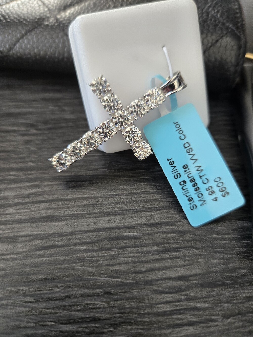 Moissanite cross pendant